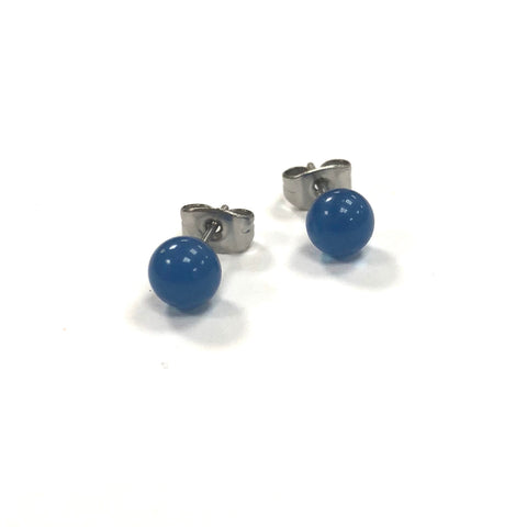 Slate Blue Handmade Glass Stud Earrings