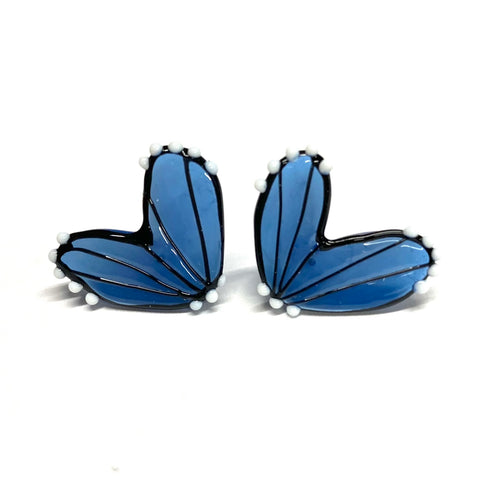 Handmade Butterfly Wing Studs, Steel Blue