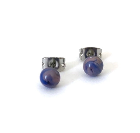 Berry Swirl Handmade Glass Stud Earrings