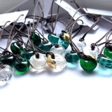 Recycled Whisky Bottle Glass Bead, No Chain, Opal Palladium