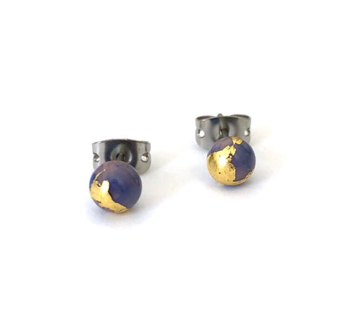 Berry Swirl and Gold Mini Studs