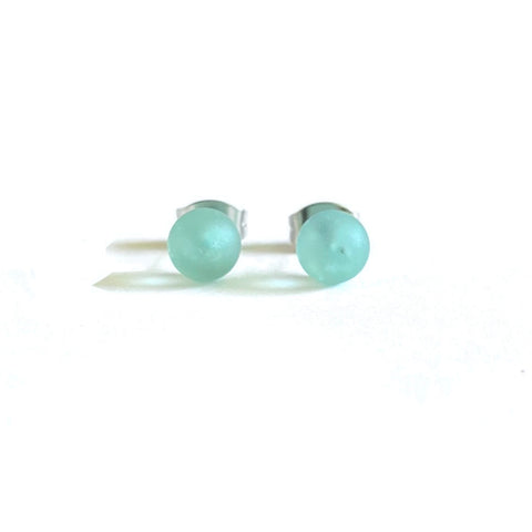 Frosted Opal Whisky Bottle Studs, Recycled Glass and Surgical Steel