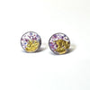 Glass and Gold Midi Mottled Stud Earrings, Tanzanite