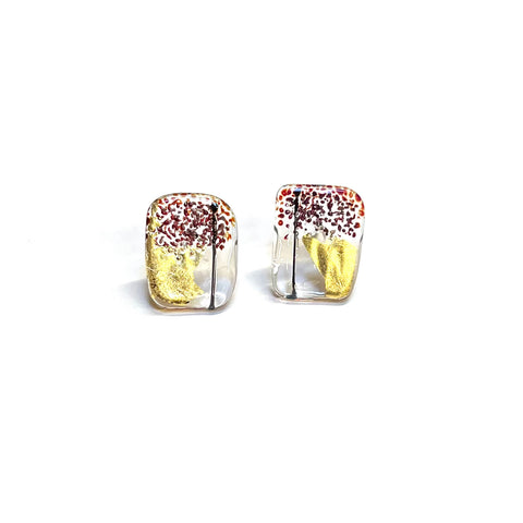 Tsukimi Handmade Glass Panel Stud Earrings