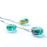 Recycled Whisky Bottle Pendant, Opal Glass on Sterling Silver Chain