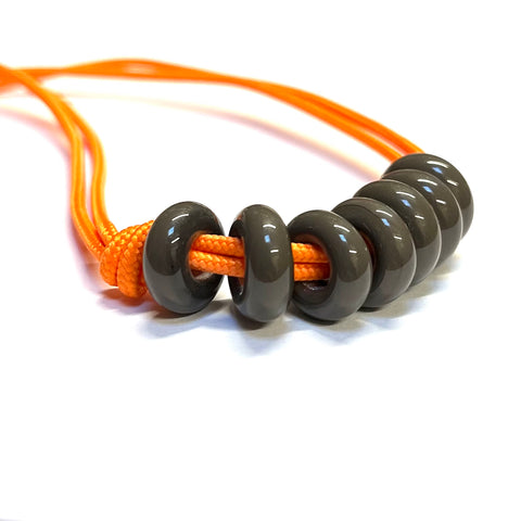 Charcoal on Neon Orange Paracord and Glass Adjustable Necklace