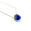 Recycled Whisky Bottle Pendant, Blue Glass and Palladium on Sterling Silver Chain
