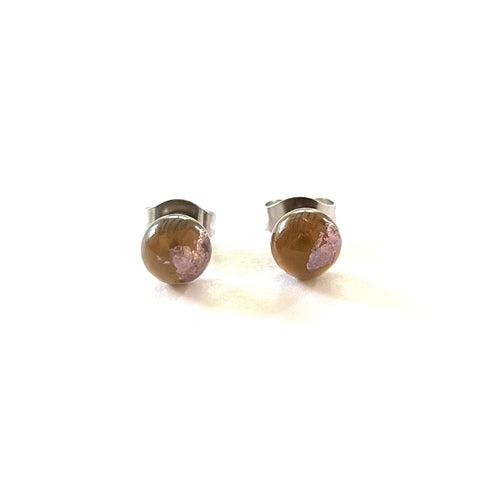 Darjeeling and Palladium Handmade Glass Stud Earrings