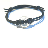 Recycled Whisky Bottle Bead on Waxed Cotton Bracelet, Clear