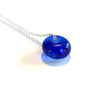 Recycled Whisky Bottle Pendant, Blue Glass on Sterling Silver Chain