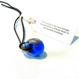 Recycled Whisky Bottle Glass Bead, No Chain, Blue Palladium
