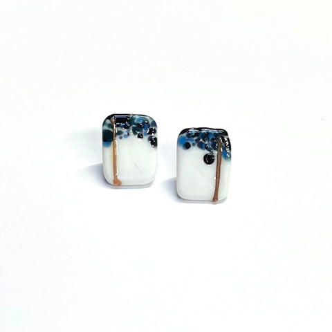 Edo Handmade Glass Panel Stud Earrings