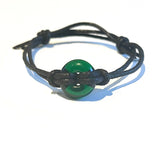 Recycled Whisky Bottle Bead on Waxed Cotton Bracelet, Green