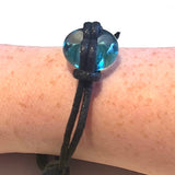 Recycled Whisky Bottle Bead on Waxed Cotton Bracelet, Opal