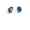 Blue and Palladium Whisky Bottle Stud Earrings, Recycled Glass and Surgical Steel