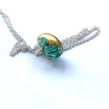 Recycled Whisky Bottle Pendant on Sterling Sliver Chain, Opal Glass and Gold
