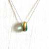Recycled Whisky Bottle Pendant on Sterling Sliver Chain, Opal Glass and Gold