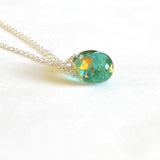 Recycled Whisky Bottle Pendant on Sterling Sliver Chain, Opal Glass and Gold