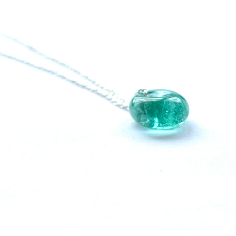 Recycled Whisky Bottle Pendant, Opal Glass on Sterling Silver Chain