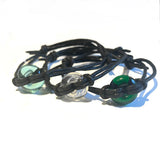 Recycled Whisky Bottle Bead on Waxed Cotton Bracelet, Green