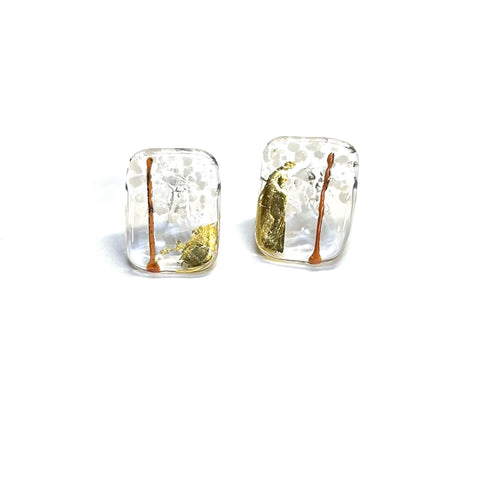Sapporo Handmade Glass Panel Stud Earrings