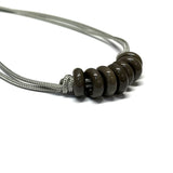 Charcoal on Silver Paracord and Glass Adjustable Necklace