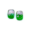 Freeform Panel Stud Earrings, Recycled Green Whisky Bottle and Palladium