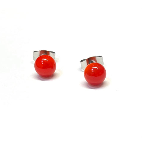 Blood Orange Handmade Glass Stud Earrings