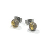 Grey and Gold Handmade Glass Stud Earrings