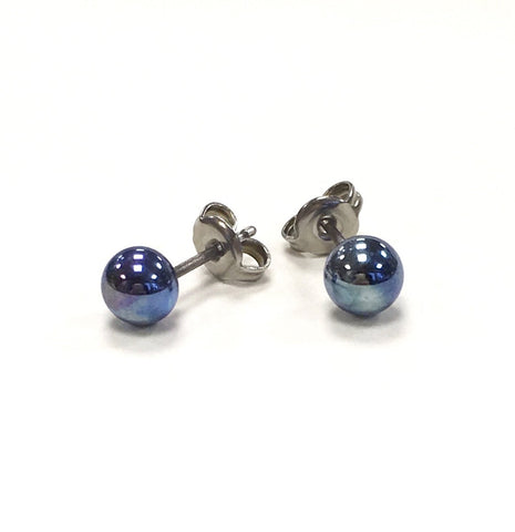 Petrol Handmade Glass Stud Earrings