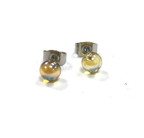 Gold Handmade Glass Stud Earrings