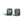 Snowy Sliver Black Glass and Enamel Handmade Stud Earrings