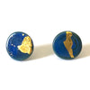 Gold Atlantis Handmade Glass Button Stud Earrings