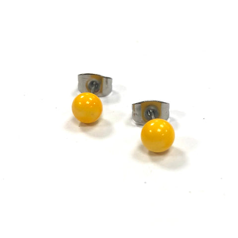 Yellow Handmade Glass Stud Earrings