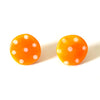 Dotty Orange Handmade Glass Button Stud Earrings