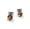 Burgundy and Gold Handmade Glass Stud Earrings