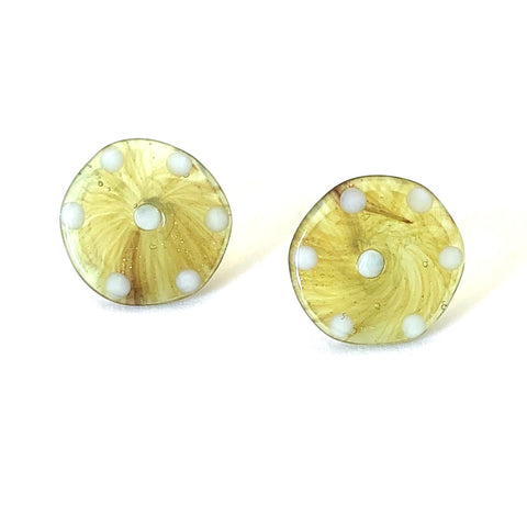Dotty Aventurine Handmade Glass Button Stud Earrings