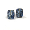 Snowy Pebble Glass and Enamel Handmade Stud Earrings
