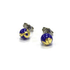 Lapis and Gold Handmade Glass Stud Earrings