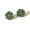 Dotty Olive Handmade Glass Button Stud Earrings