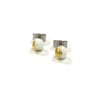White and Gold Handmade Glass Stud Earrings