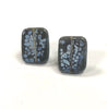 Snowy Grey Glass and Enamel Handmade Stud Earrings