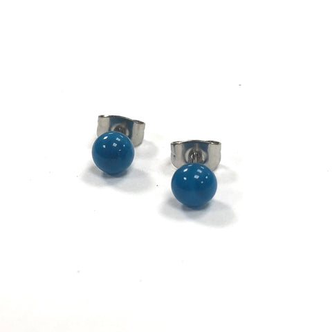 Turquoise Handmade Glass Stud Earrings