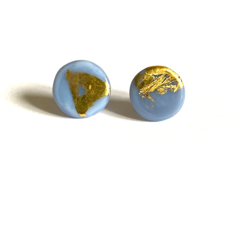Wonky Button Studs in Grey/Blue, Different sizes