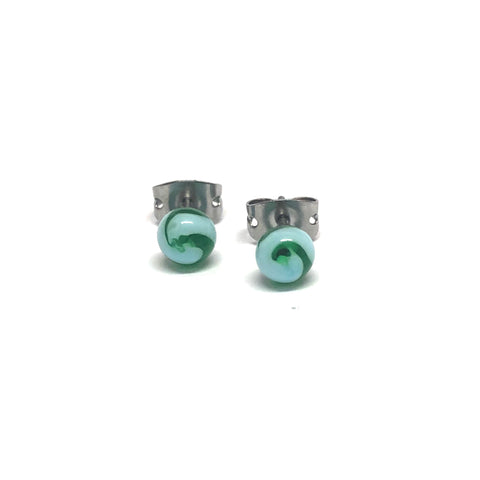 Sea Swirl Handmade Glass Stud Earrings