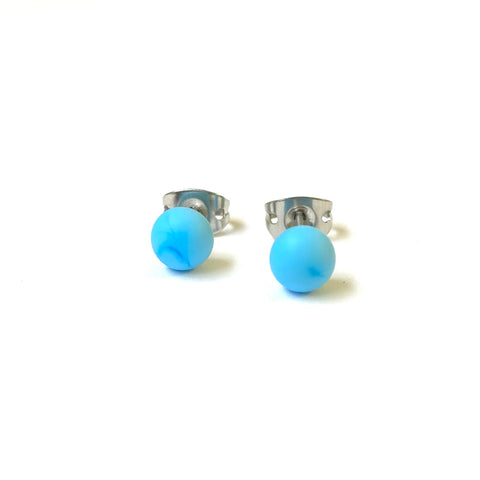 Frosted Glacier Handmade Glass Mini Stud Earrings