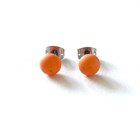 Frosted Apricot Handmade Glass Mini Stud Earrings