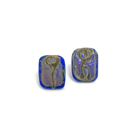 Chiba Handmade Glass Panel Stud Earrings