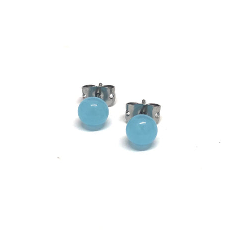 Ice Blue Handmade Glass Stud Earrings