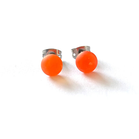 Frosted Clementine Handmade Glass Mini Stud Earrings
